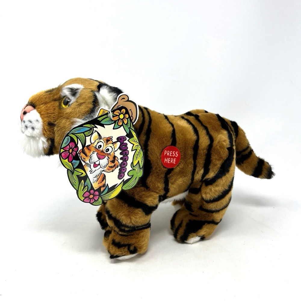 Bengal‎ Plush Tiger Rainforest Rudy Bufford Talking Stuffed Animal Realistic 11"